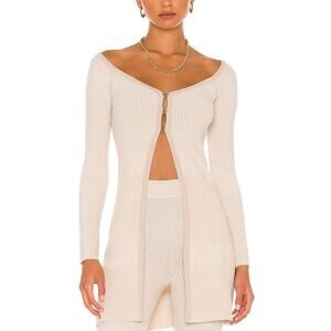 Song Of Style Ribbed Beige Elyse Cardigan Size S